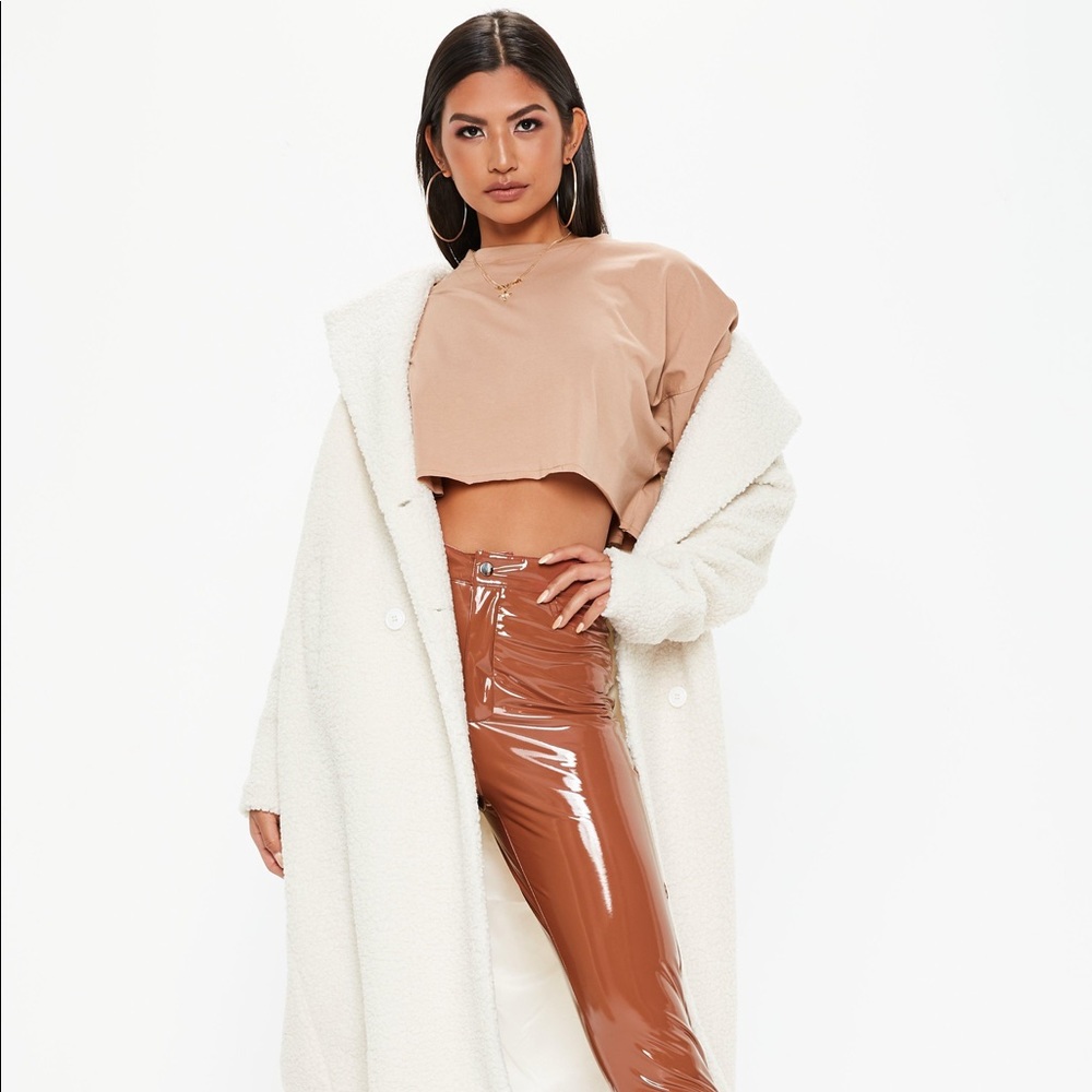 NWT Misguided Camel Vinyl Pants